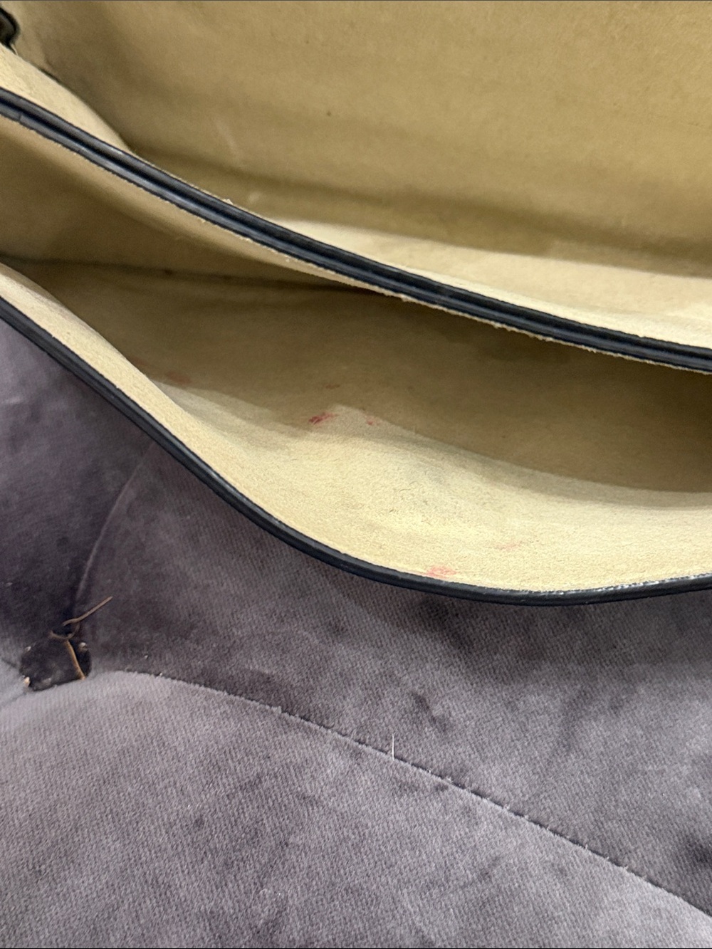 Chloe Navy Leather & Slate Suede Crossbody with Gold Ring - Picture 10 of 10